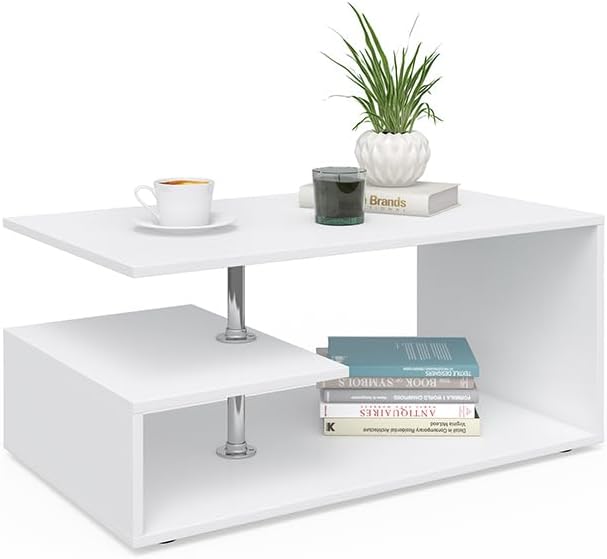 Vicco Couchtisch Guillermo Wohnzimmertisch Beistelltisch Holztisch Kaffeetisch 90 x 50 cm Weiss