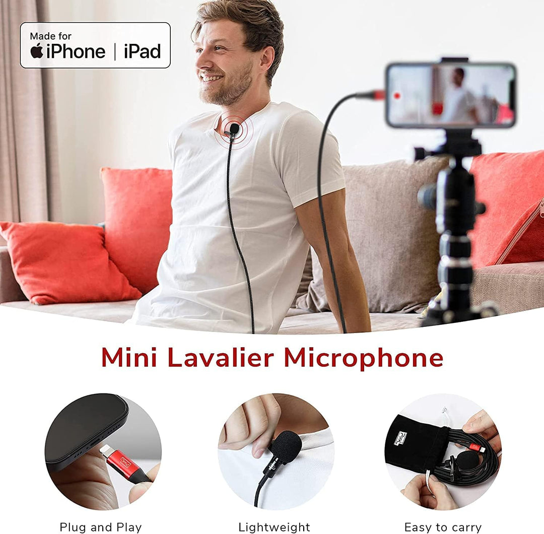 Pixel Lavalier Mikrofon Kompatibel mit iPhone/IPad (Apple MFi-Zertifiziert) für Videoaufnahmen Lives