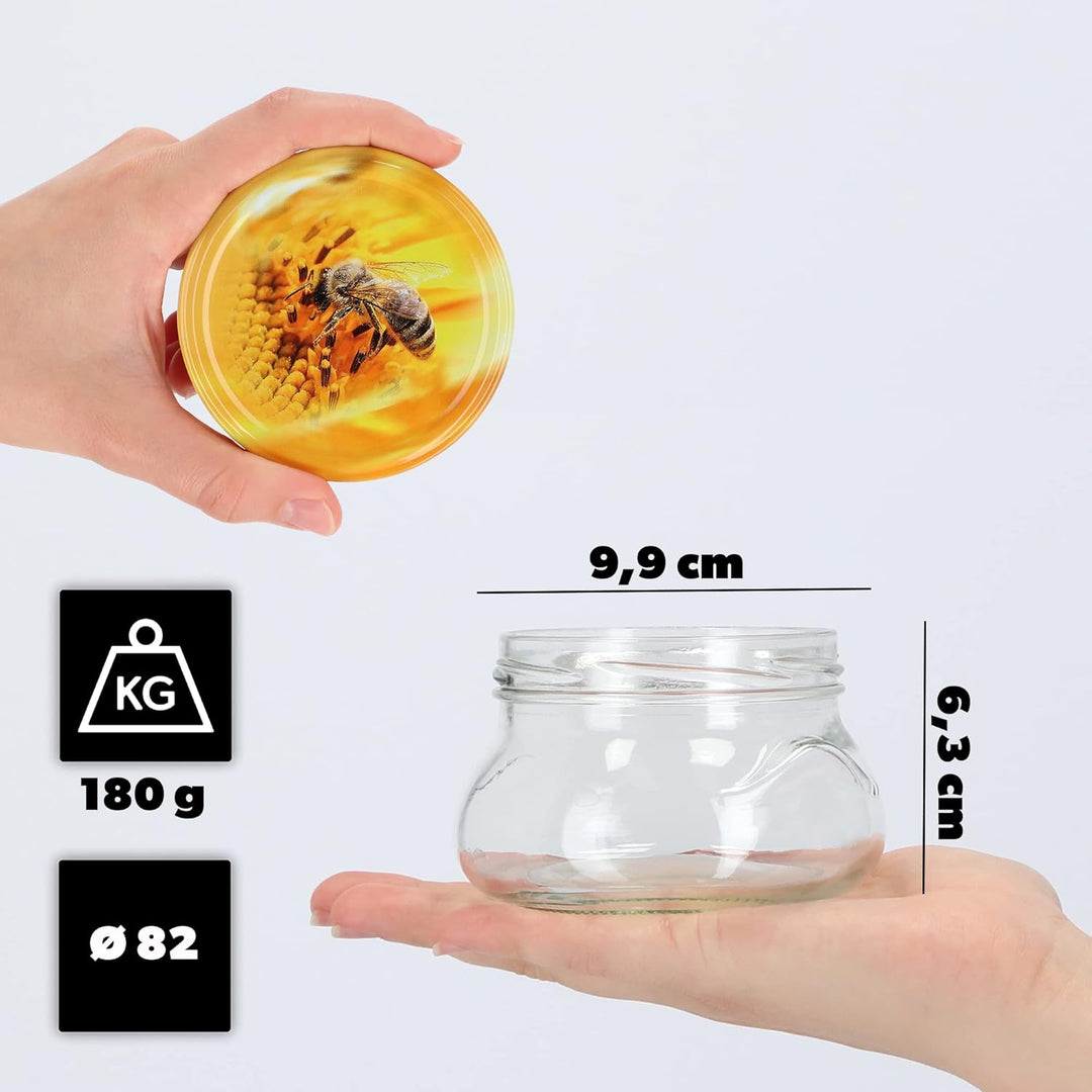 KADAX 50st Einmachgläser 300 ml mit Schraubdeckel fi82 mm, Miniaturgläser für Honig und Gewürze, Mar