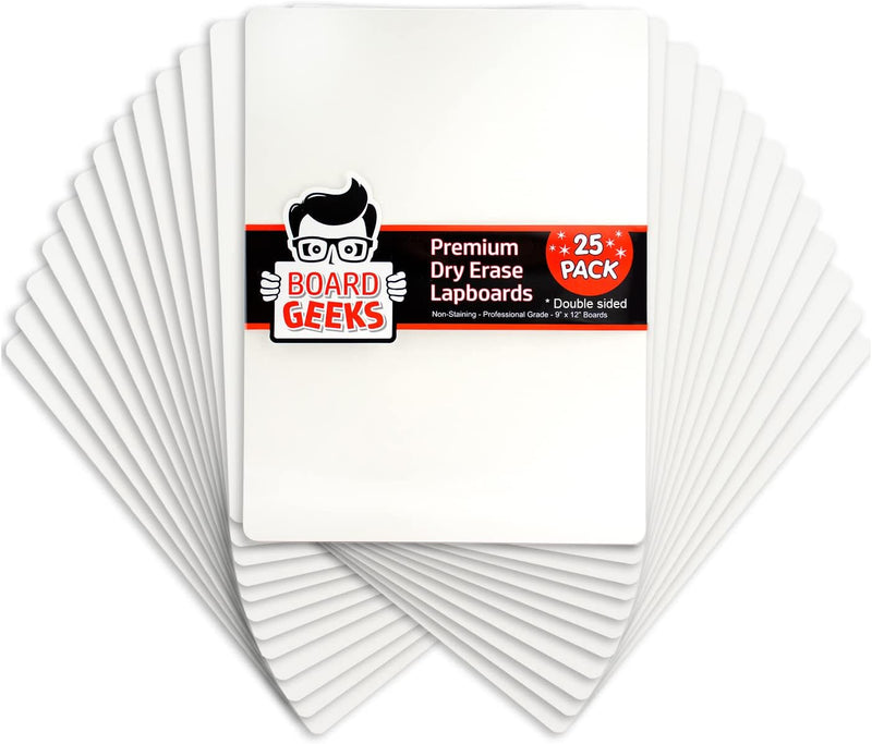 Board Geeks 25 Mini-Whiteboards Set - Doppelseitige Tafeln für Kinder, Lehrer und Schüler - Weissbre