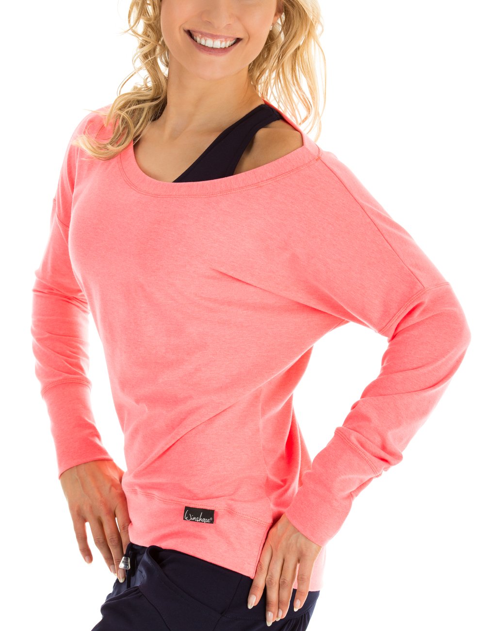 Winshape Damen Freizeit Sport Dance Fitness Longsleeve WS2 M Neon-coral, M Neon-coral