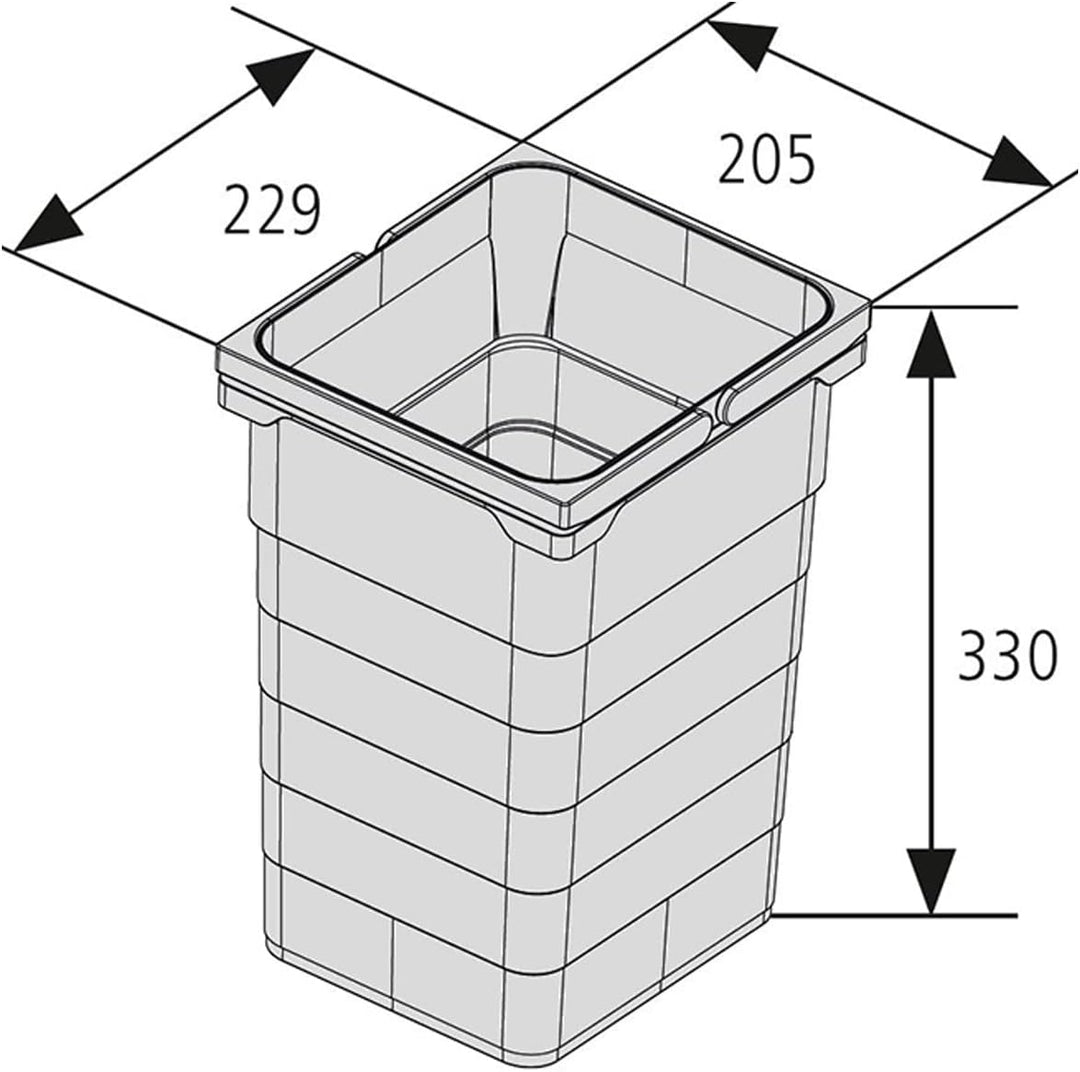 eins2vier Abfallsammler Höhe: 330 mm Volumen 11,5 Liter 205 x 229 mm alugrau 5072 Mülleimer Abfallei