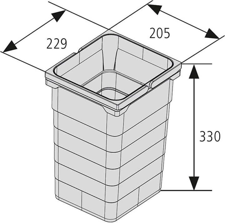 eins2vier Abfallsammler Höhe: 330 mm Volumen 11,5 Liter 205 x 229 mm alugrau 5072 Mülleimer Abfallei
