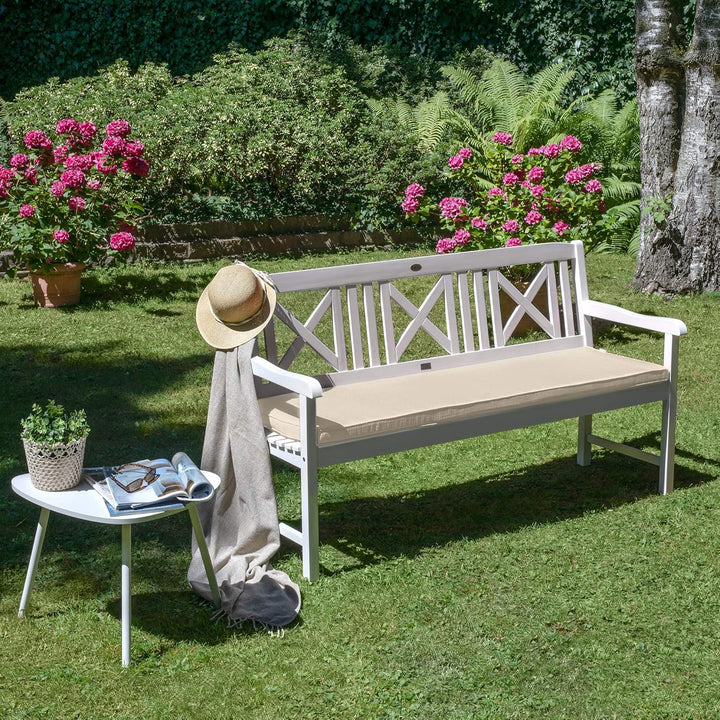 Beautissu Bankauflage Natur 120x48x5 cm Base BK - Waschbare Bankkissen Sitzauflage - Bequeme Sitzkis