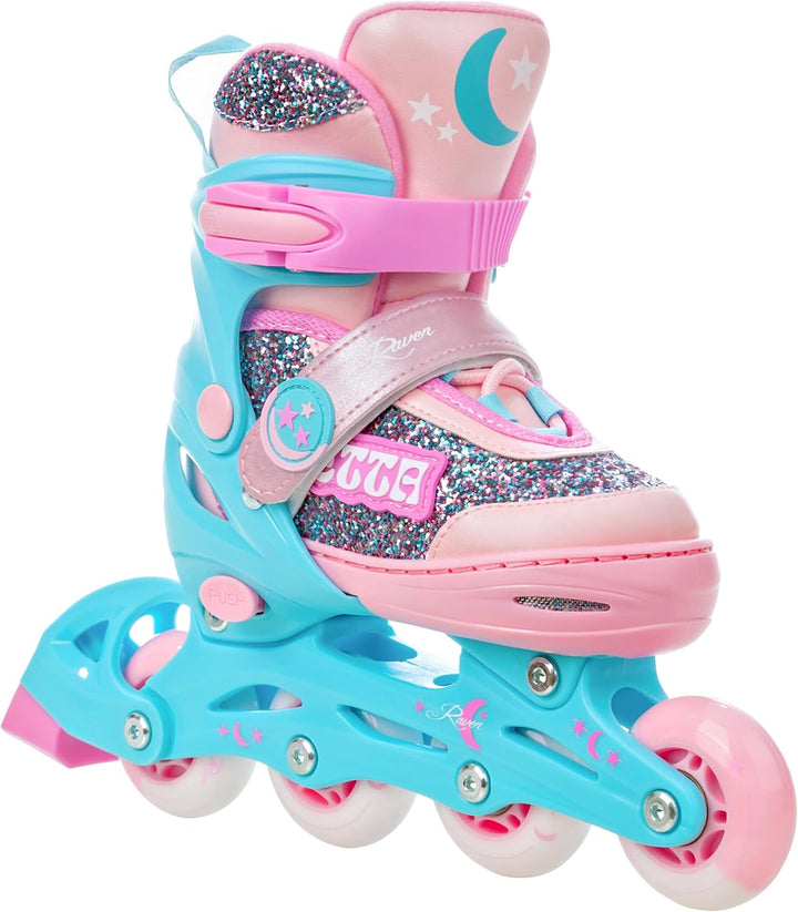 RAVEN Inline Skates Inliner für Kinder Mädchen verstellbar mit LED Leuchtrad