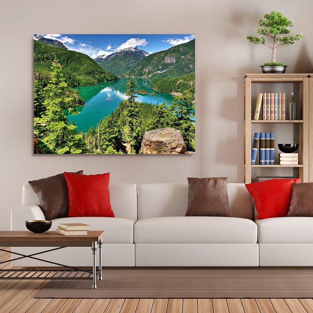 Julia-Art Leinwandbilder Landschaft Bild 100 x 70 x 2 cm - Wandbild 1 teilig - Wand Deko Modern Desi