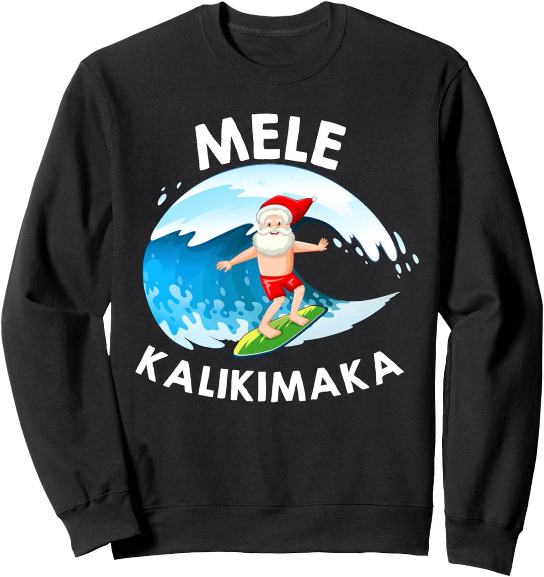 Mele Kalikimaka Hawaiian Christmas in July Surfing Santa Sweatshirt