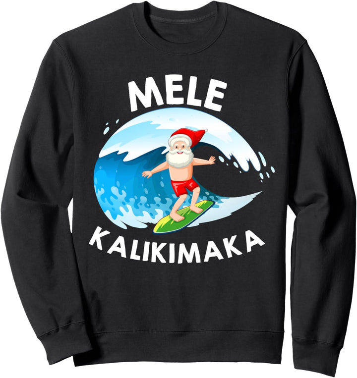 Mele Kalikimaka Hawaiian Christmas in July Surfing Santa Sweatshirt