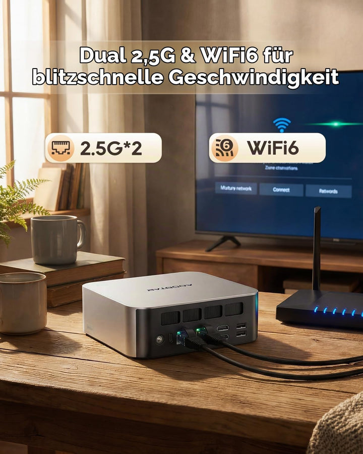 AOOSTAR MACO Mini PC Ryzen 7 H 255(bis zu 4,9GHz), 24GB DDR5 RAM 1TB M.2 SSD, Mini Desktop Computer