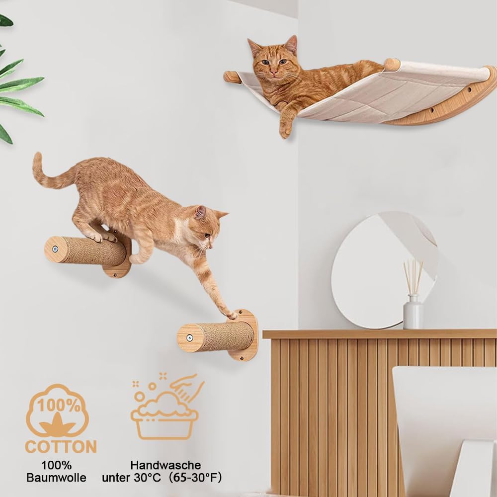Kletterwand Katzen,Premium Kletterwand Katzen Set mit Katzenbrettern für die Wand,Premium Wandpark z