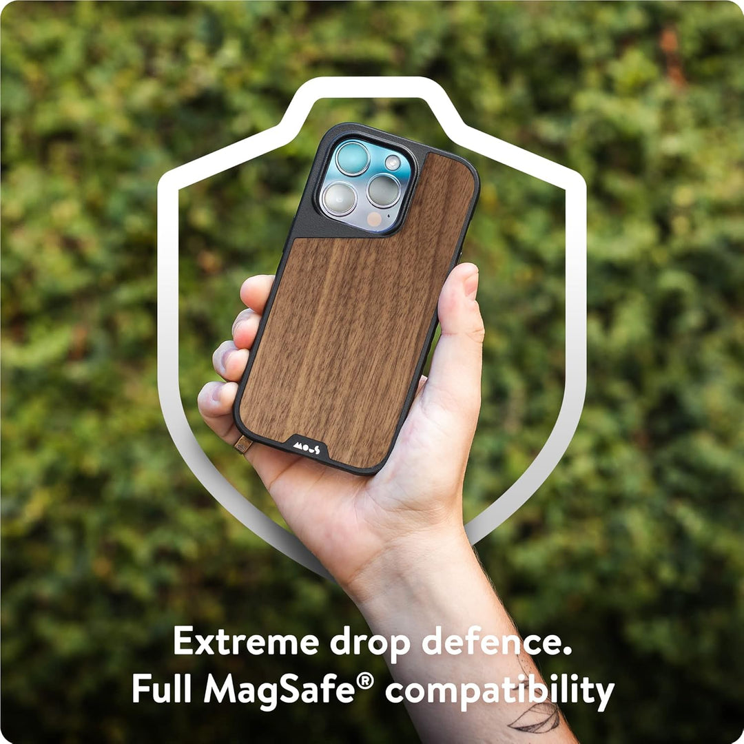 Mous - Hülle für iPhone 14 Pro - Walnuss - Limitless 5.0 - Handyhülle iPhone 14 Pro MagSafe-Kompatib
