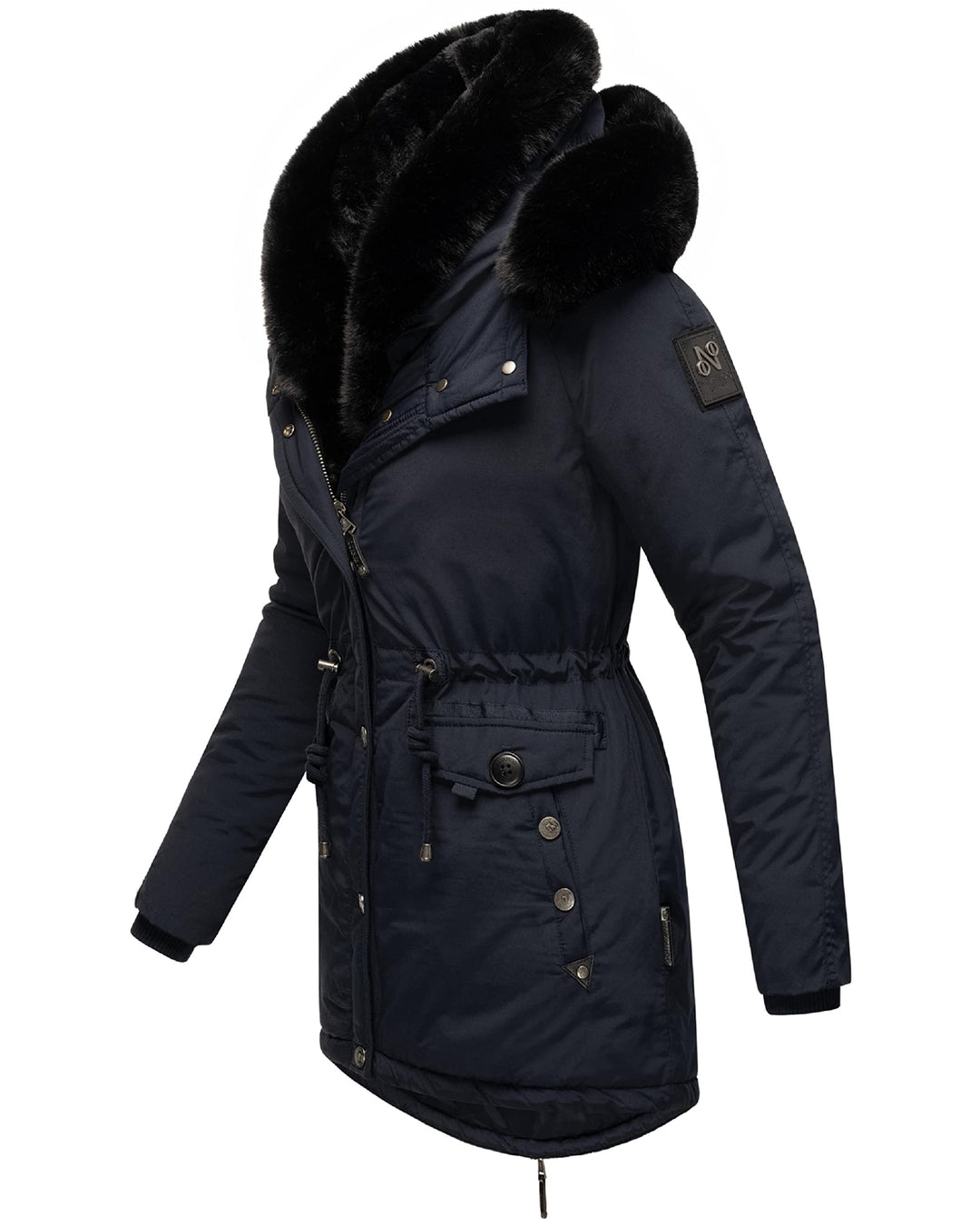 Navahoo Damen Warmer Winterparka mit doppelter Kunstpelz-Kapuze Sweety Deluxe XS-XXL S Blau, S Blau