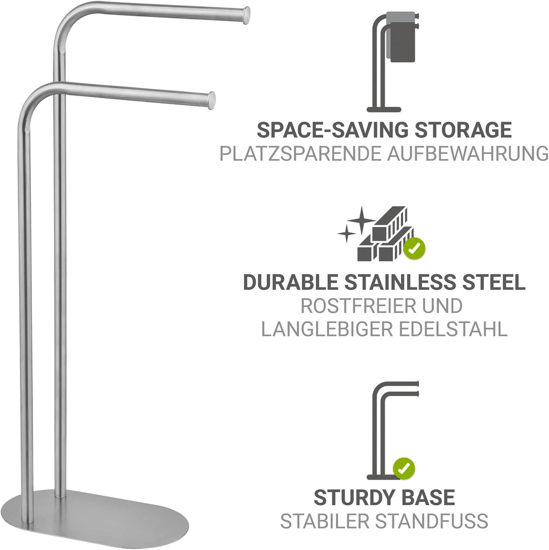 Handtuchständer Mod. Levante freistehender Edelstahl Handtuchhalter platzsparend satiniertes Metall