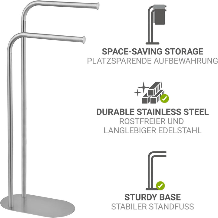 Handtuchständer Mod. Levante freistehender Edelstahl Handtuchhalter platzsparend satiniertes Metall