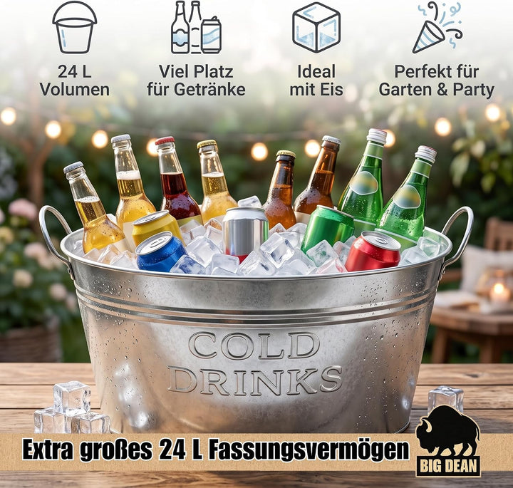 2er SET Getränkewanne 24 Liter Zinkwanne Set Sektkühler Flaschenkühler | Wasserdicht, Zinkwanne, Get