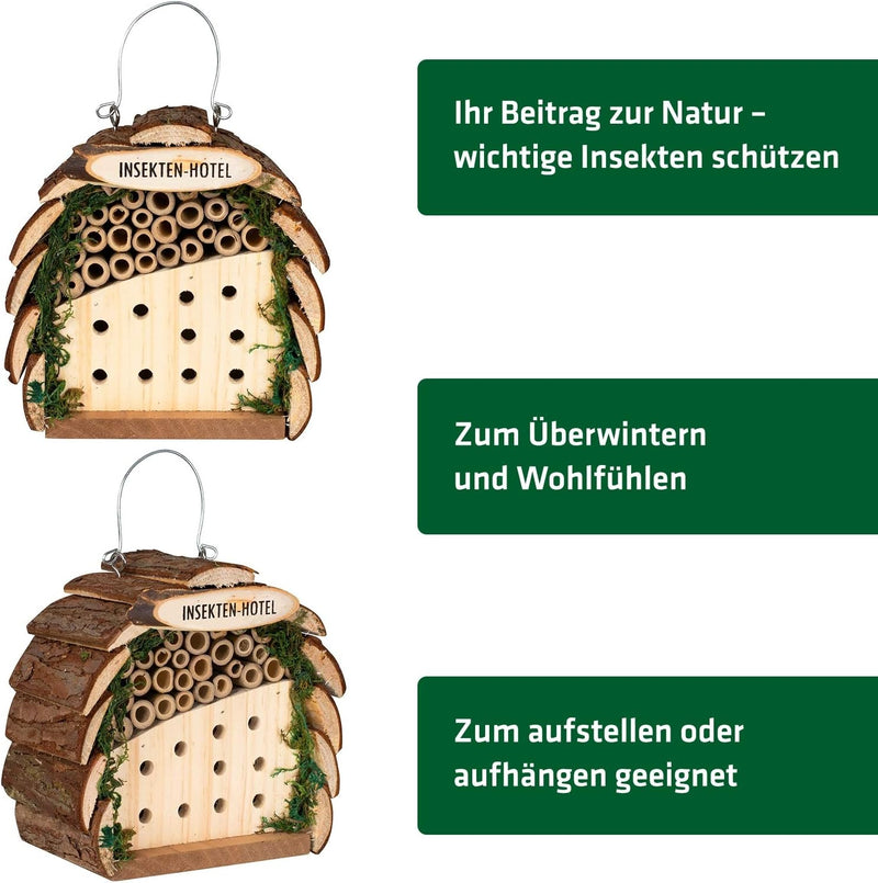 Gardigo Insektenhotel für Bienen und Marienkäfer aus Holz | Nistkasten zum Aufhängen für Garten und