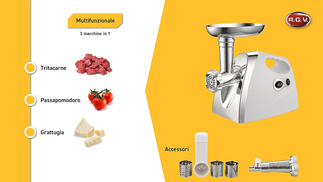 RGV, 3-in-1 Fleischwolf, Tomatenpresse, Reibe, 500 W