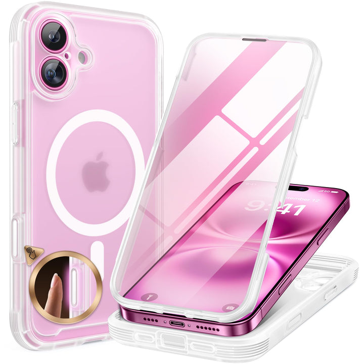 Miracase 360 Grad für iPhone 16 Plus Hülle mit Magsafe, Komplettschutz HandyHülle Magnetisch Stossfe