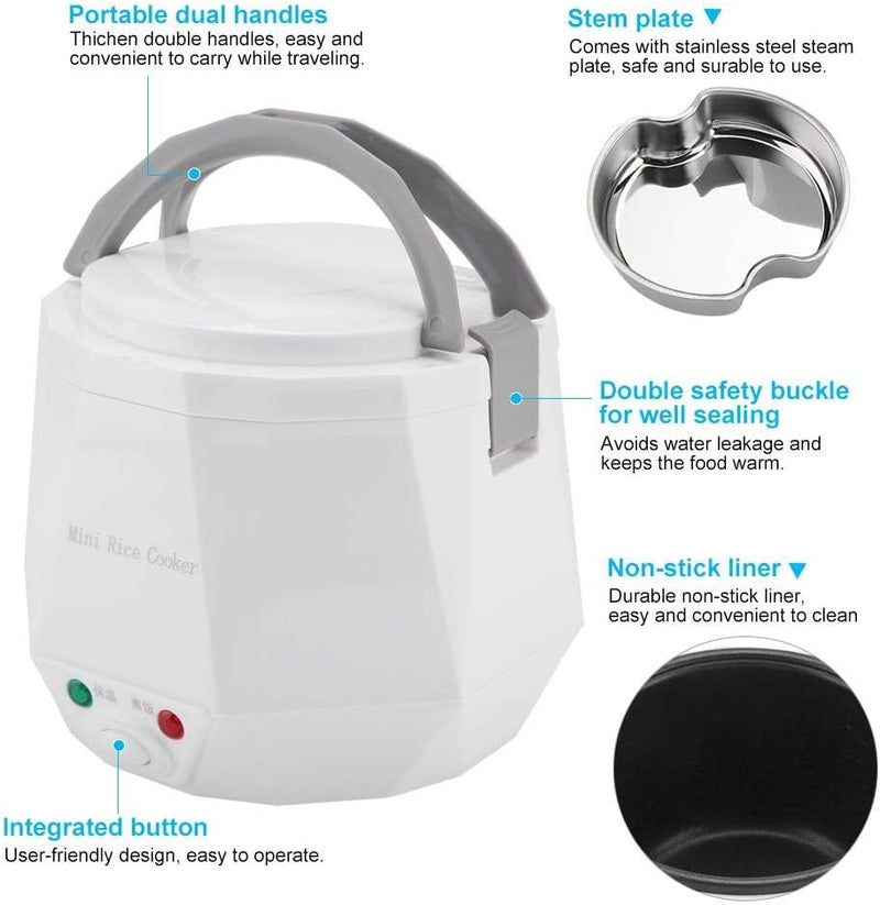 1.6 L Mini Reiskocher Elektrische Lunchbox Mini Electric Pot Tragbarer Multifunktionskochtopf Dampfg