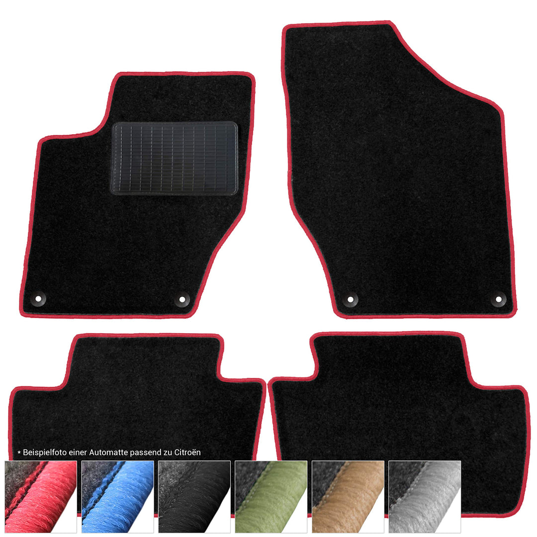 moto-MOLTICO Fussmatten Auto Velours Autoteppiche Schwarz Automatten Set 4-teilig passend für Peugeo