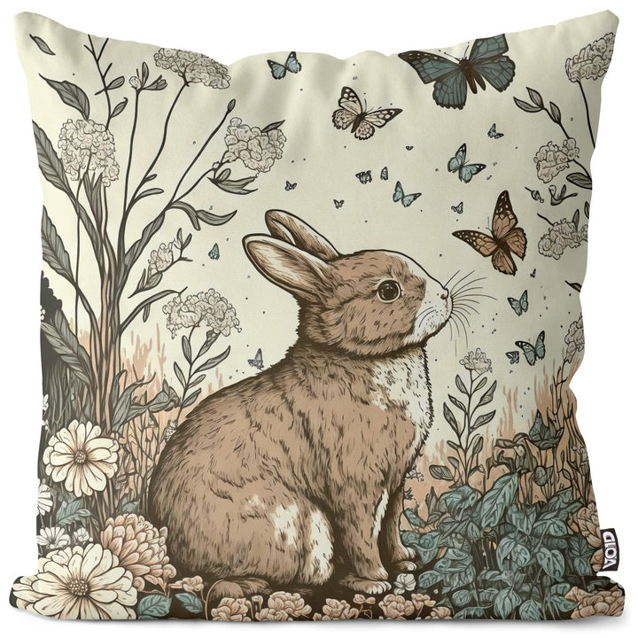 VOID Hase Schmetterlinge Ostern 50x50 Kissenhülle Polyester Zierkissen Couchkissen Ostern Osterdeko