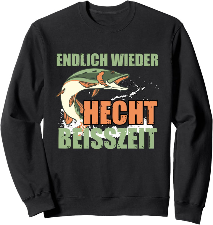 Lustig Hecht Angeln Süsswasserfisch Grafik Angler Sweatshirt