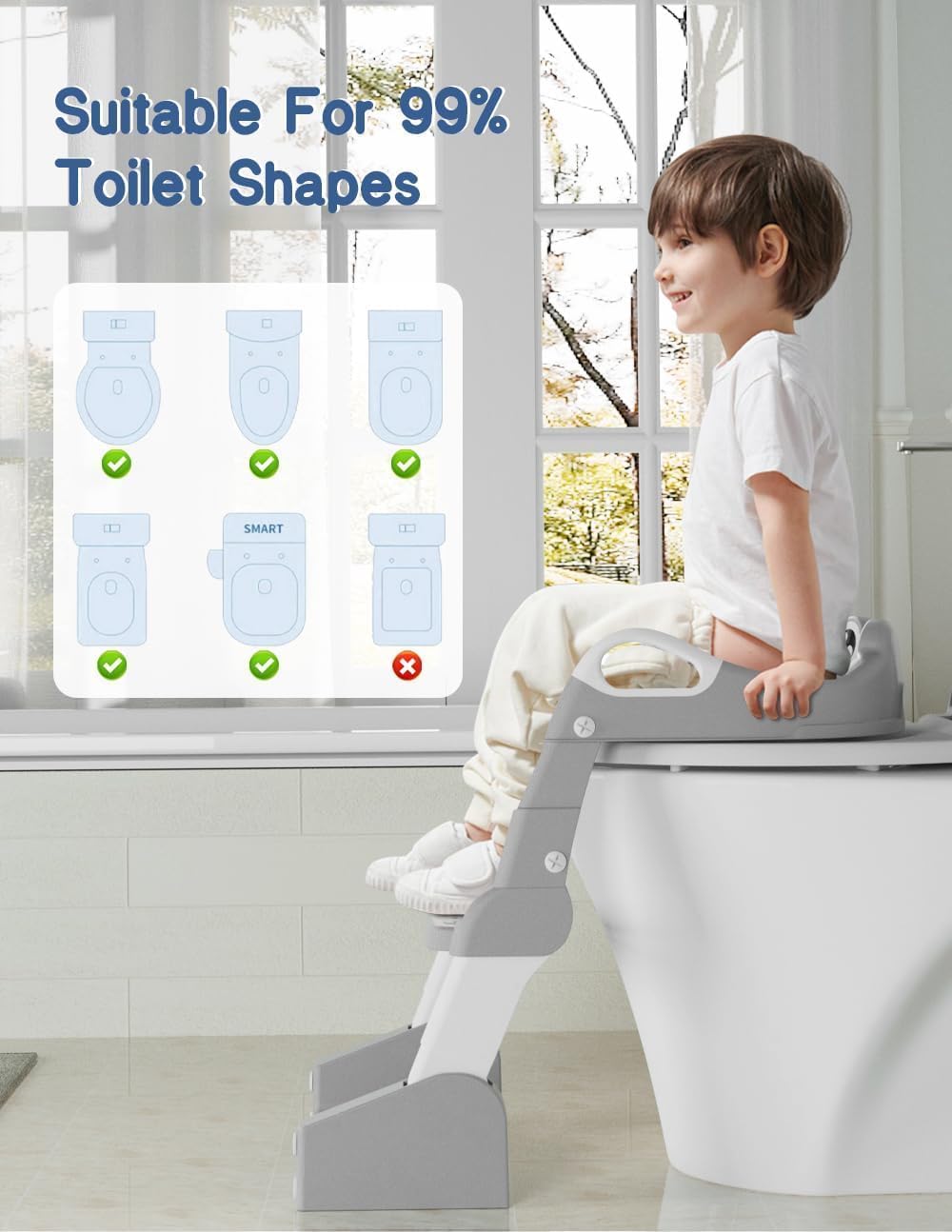 Toilettensitz Kinder mit Treppe,2 IN 1 Toilettensitz Kinder,Toilettentrainer für Kinder,Upgraded Kin