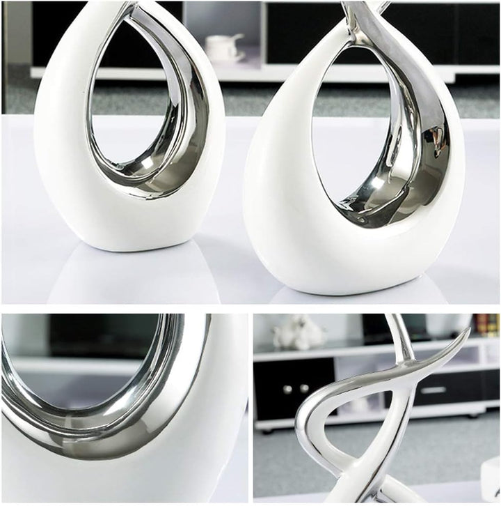 WIG-WYF Keramik Dekorationsobjekt Silber, Keramik Tischdekoration Skulptur, Wohnzimmer Moderne Dekor