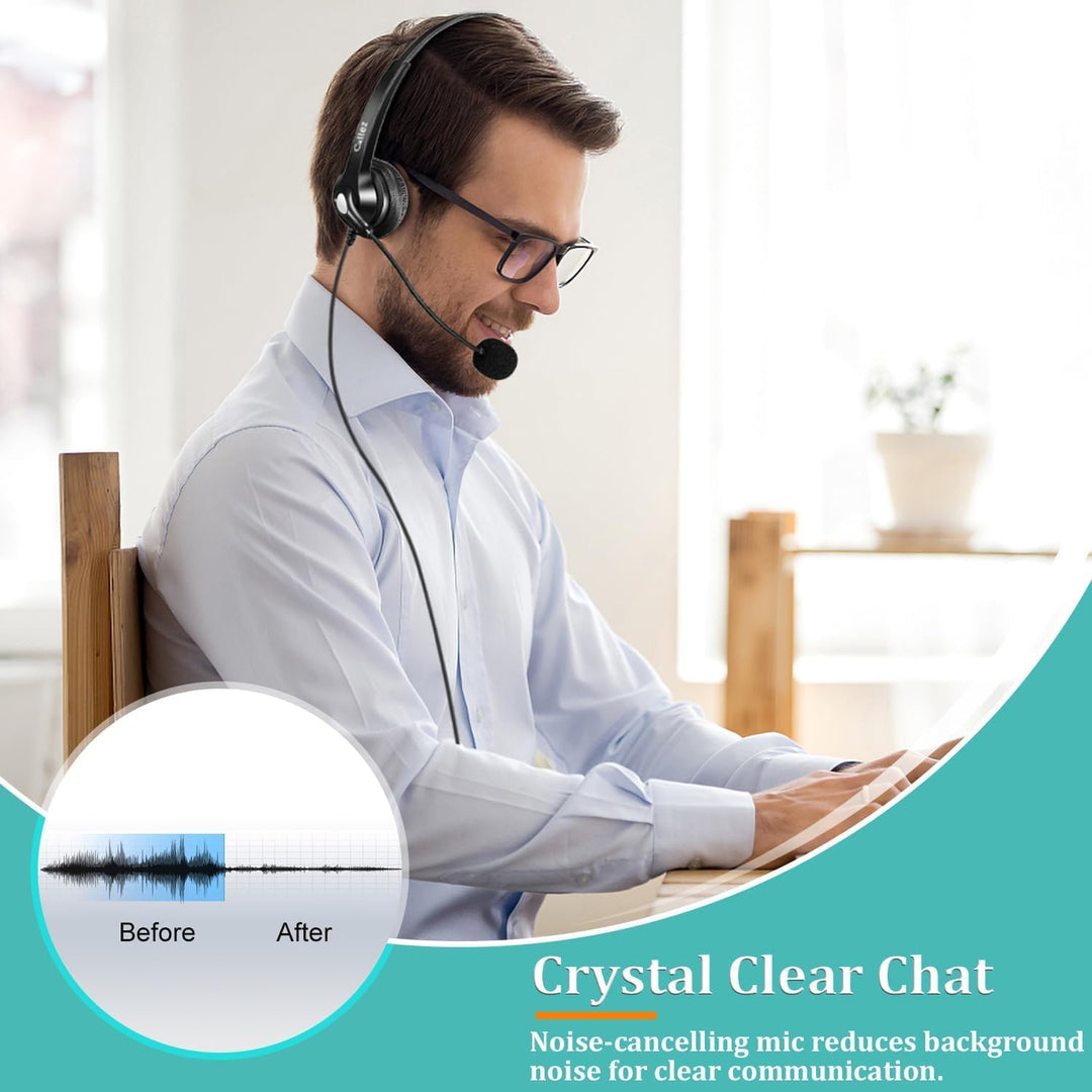 3,5mm Klinke Headset Handy mit Mikrofon Noise Cancelling & Lautstärkeregler, Kopfhörer PC für FritzF