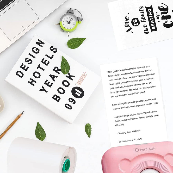 Peripage Mini Druckerpapier Aufkleber, selbstklebendes Thermopapier farbloses Klebepapier für PeriPa