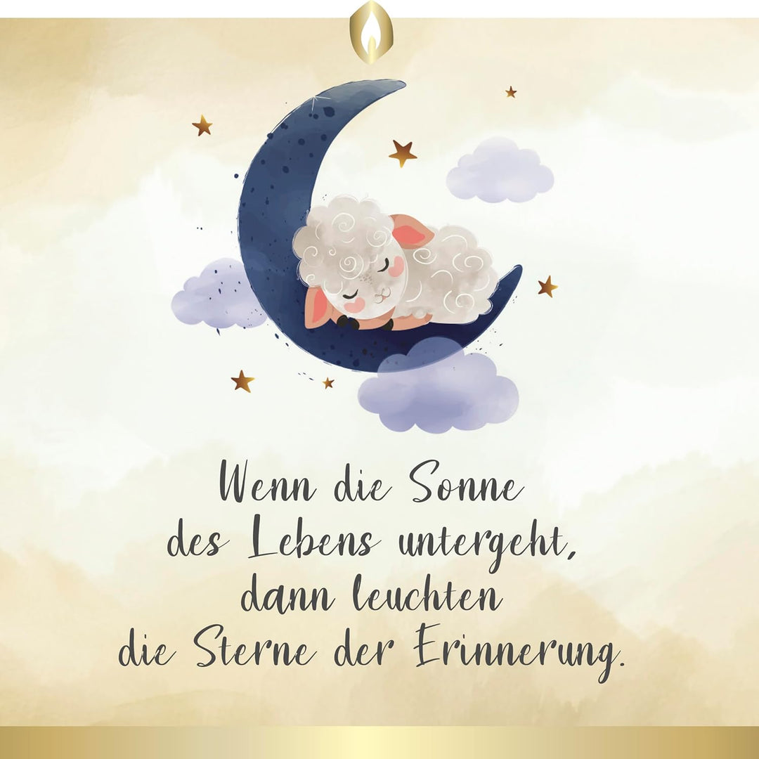 10er Set HOFER GRABKERZEN 4 Tage Brenndauer - Das Original [Sternenkind blau] Trauerkerzen mit Decke