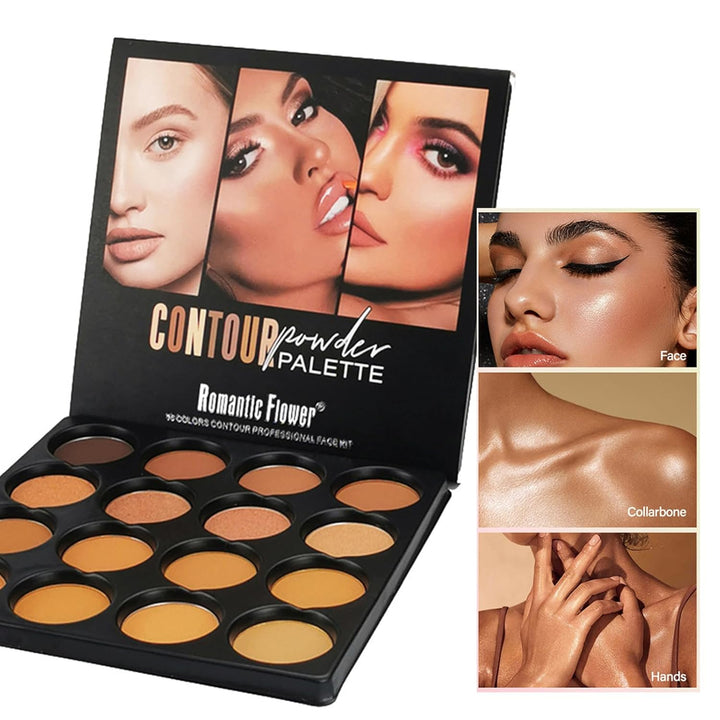 Joyeee Concealer-Konturierungspalette, 16 Farben mittlere bis dunkle Farbkorrektur-Kosmetik-Puderpal