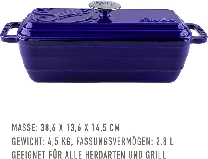 Sallys Gusseisen Brot- Backform Baba - Inklusive Brotskalpell (Royal Blue Majolika), Royal Blue Majo