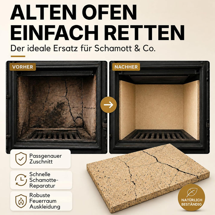 HeWaTherm Vermiculite 4 Platten 500 x 300 x 25 mm Feuerraum Auskleidung Schamotte Ersatz