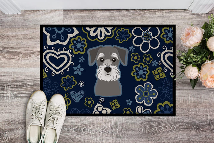 Caroline's Treasures BB5057JMAT Blaue Blumen Schnauzer Matte für drinnen oder draussen, 61 x 91,4 cm