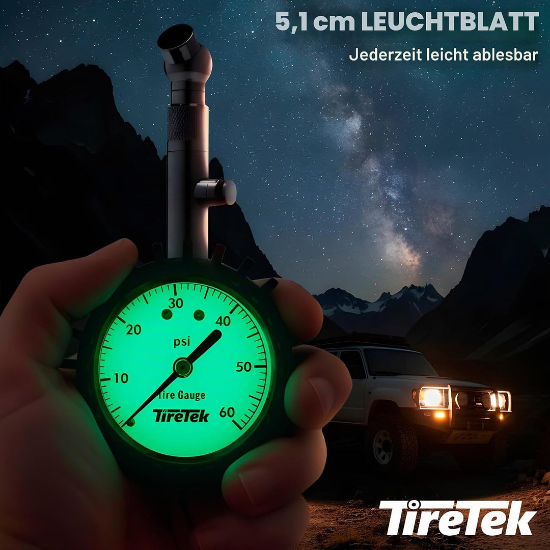 TireTek Premium Reifendruckmesser, grosse Skalenscheibe weiss, weiss