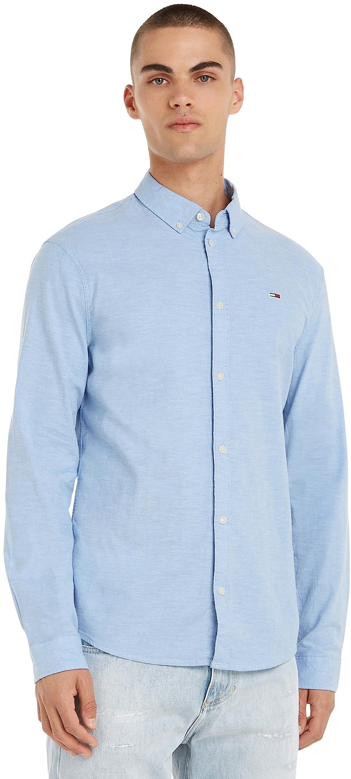 Tommy Hilfiger Herren TJM Slim Stretch Oxford T-Shirt L Perfume Blue, L Perfume Blue