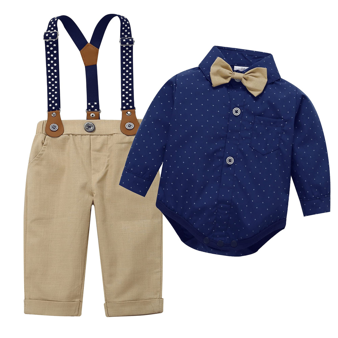 HeMa Island Baby Jungen Bekleidungssets Anzug Kleid Strampler hosenträger Fliege Krawatte Anzug Gent