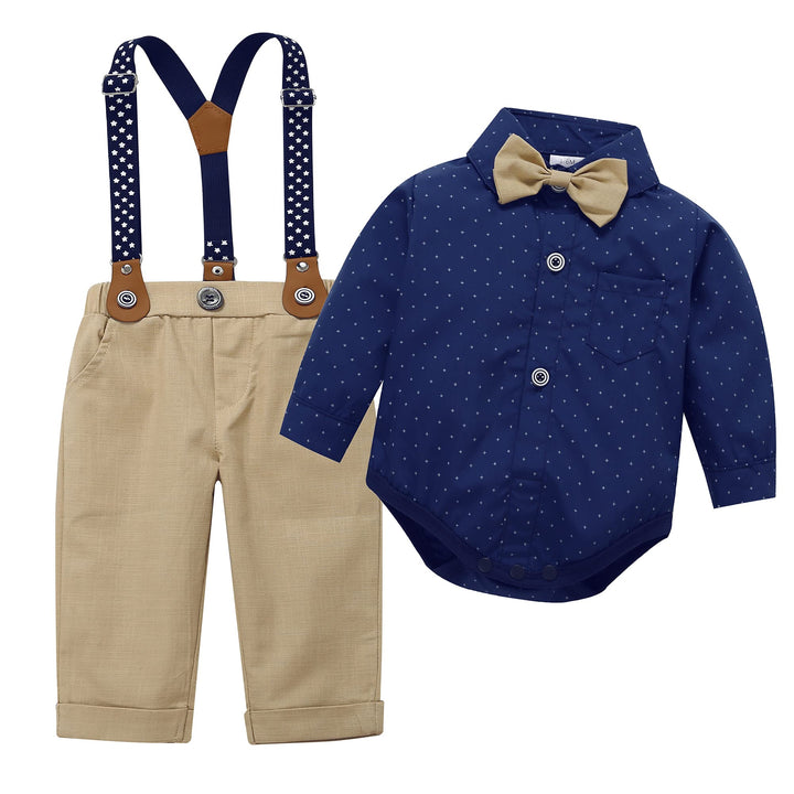 HeMa Island Baby Jungen Bekleidungssets Anzug Kleid Strampler hosenträger Fliege Krawatte Anzug Gent