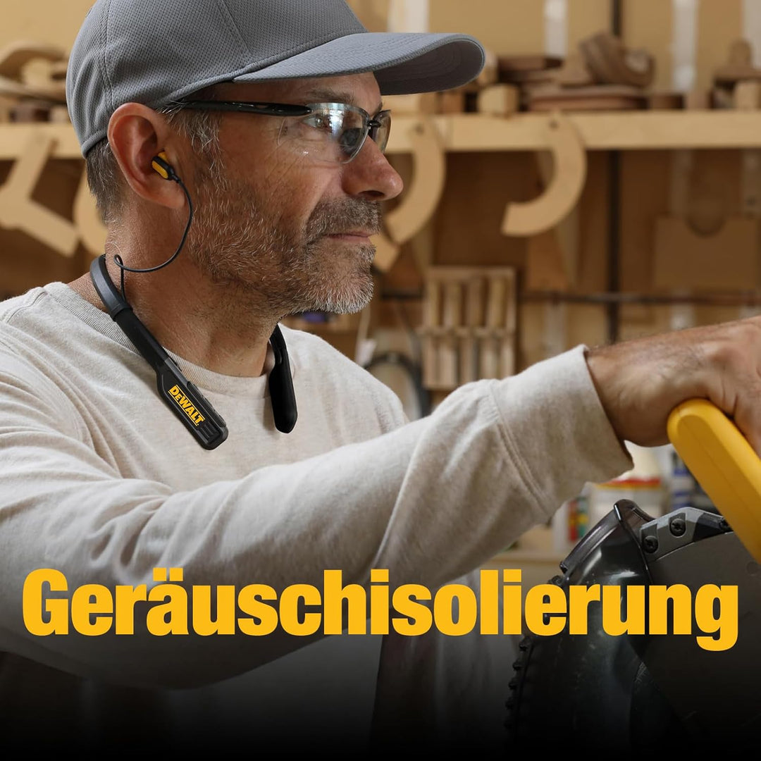 DEWALT Heavy-Duty Magnetische Bluetooth Nackenbügel-Kopfhörer – Kabellose Earbuds mit 30 Std. Laufze