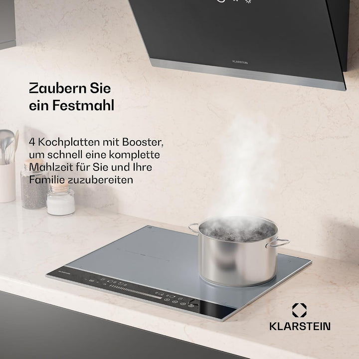 Klarstein DualTone Flex Induktionskochfeld - 4-Zonen Induktionsherd, 7200 W, Flex-Zonen &amp; Thermoboos