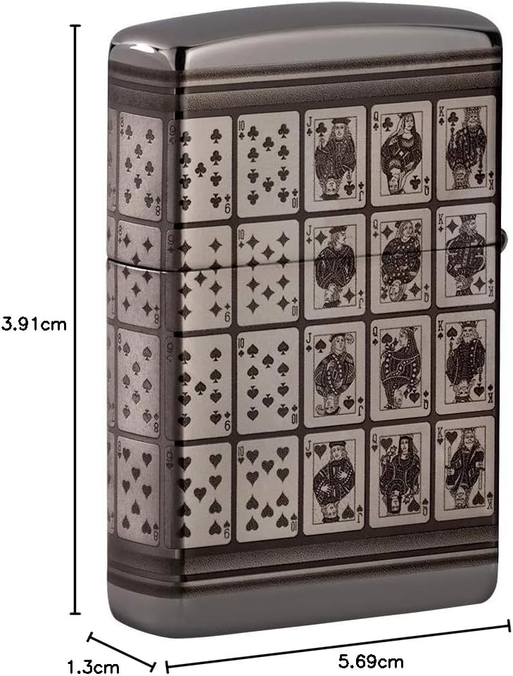 ZIPPO – Sturmfeuerzeug, Playing Cards, 360° Photo Image, Black Ice, nachfüllbar, in hochwertiger Ges