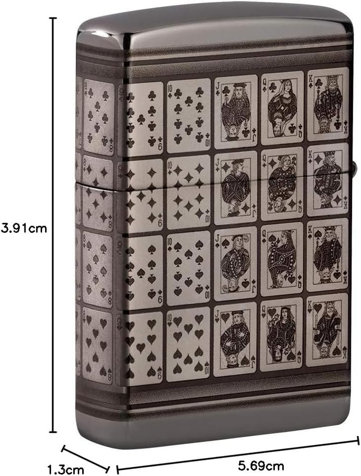ZIPPO – Sturmfeuerzeug, Playing Cards, 360° Photo Image, Black Ice, nachfüllbar, in hochwertiger Ges