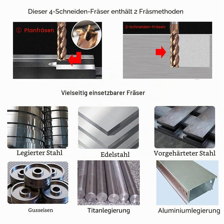ASNOMY 8tlg VHM Schaftfräser 4 Flöten Hartmetall Nutenfräser Fräser Durchmesser 2-12mm CNC Schaftfrä