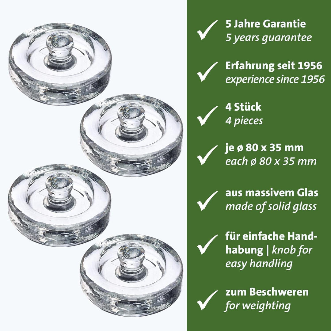 Westmark Fermentiergewichte – Fermentierset bestehend aus 4 Gewichten zum Fermentieren, Glasgewichte