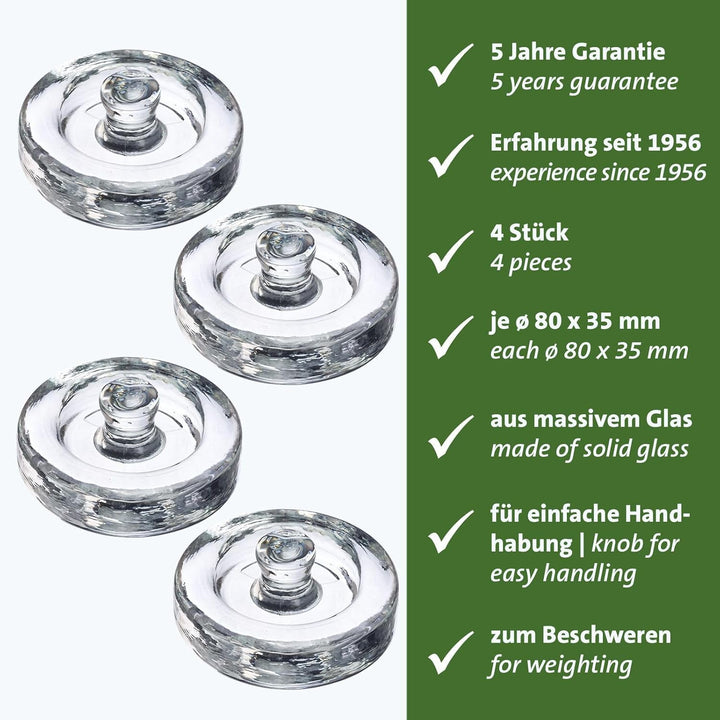Westmark Fermentiergewichte – Fermentierset bestehend aus 4 Gewichten zum Fermentieren, Glasgewichte