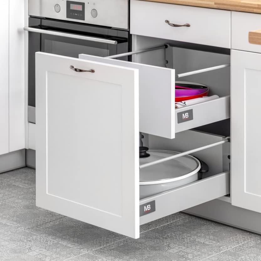 GTV - Modern Box Schublade I L=400mm H=146 mm I Grau I Leises Schliessen I Belastung bis zu 40 kg I