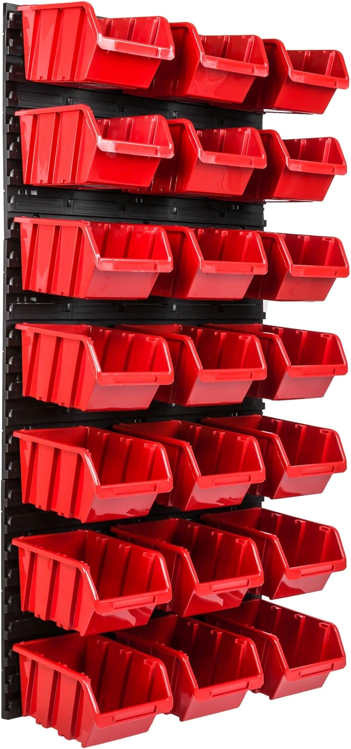 SimpleThing Lagersystem Werkstattregal | 57 x 116 cm | 21 stck. Box | Wandregal mit Stapelboxen - Wa