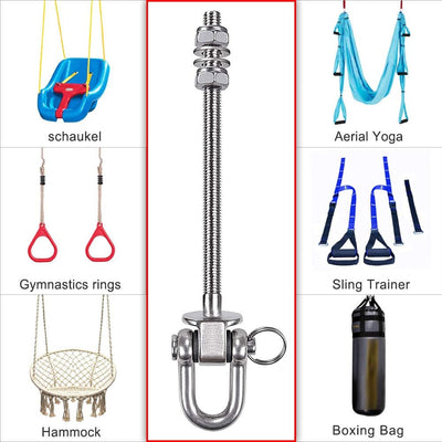 SELEWARE Strapazierfähiger Schaukel Aufhänger aus Edelstahl, Schaukelhaken für Holzbalken und Stahlt