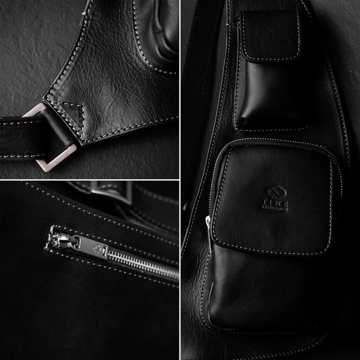 Time Resistance Brusttasche Leder - Damen und Herren Bauchtasche - Sling Bag - 100% Leder - Italieni